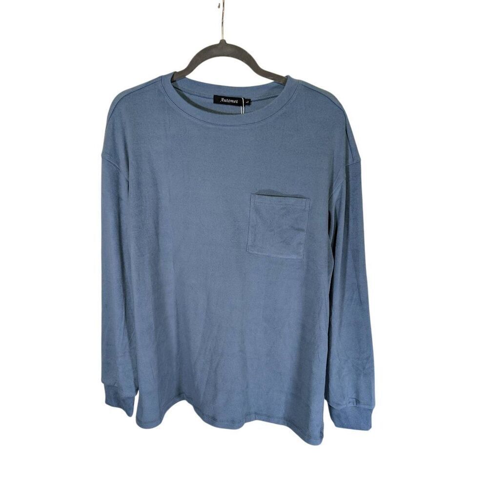 NWT Automet Long Sleeve Pocket Tee in a blue-grey Women's Large